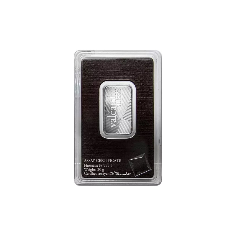 Sztabka platyny 20 gramów VALCAMBI Sztabka platyny 20 gramów VALCAMBI