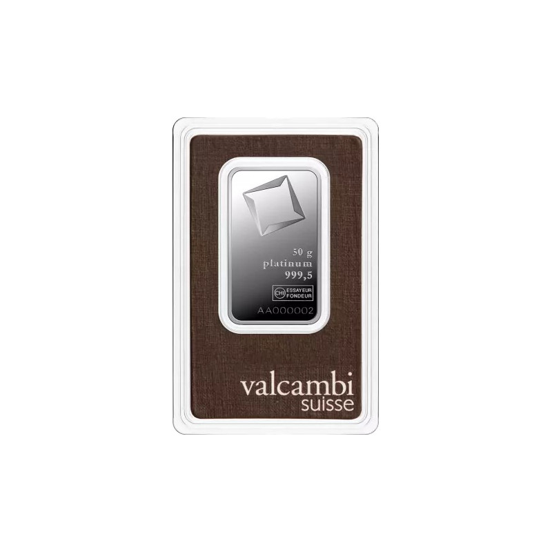 Sztabka platyny 50 gramów VALCAMBI Sztabka platyny 50 gramów VALCAMBI