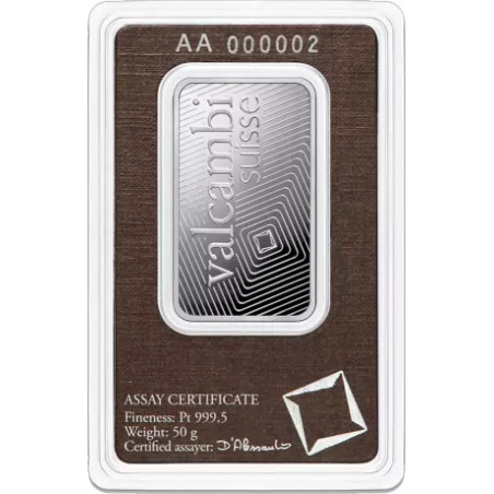 Sztabka platyny 50 gramów VALCAMBI