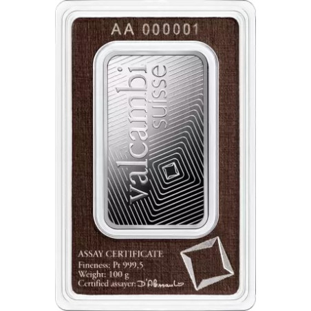 Sztabka platyny 100 gramów VALCAMBI