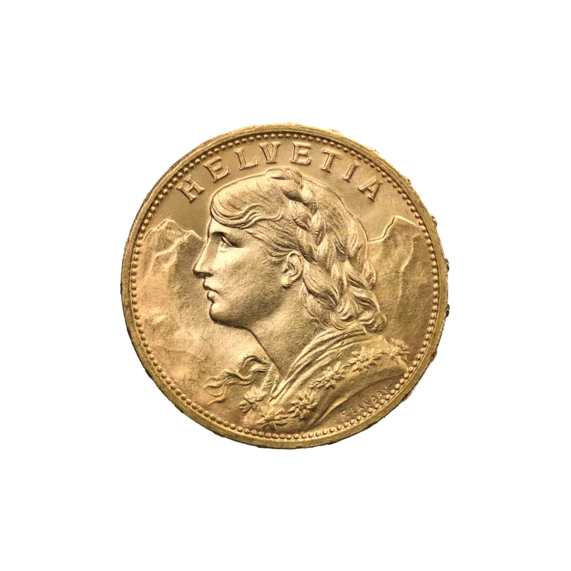Złota moneta 20 Franków Helvetia Szwajcaria Au. 900 Złota moneta 20 Franków Helvetia Szwajcaria Au. 900
