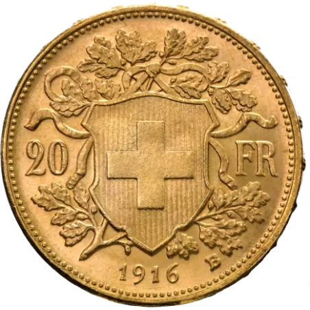 Złota moneta 20 Franków Helvetia Szwajcaria Au. 900